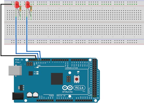 Подключаем второй светодиод к Arduino